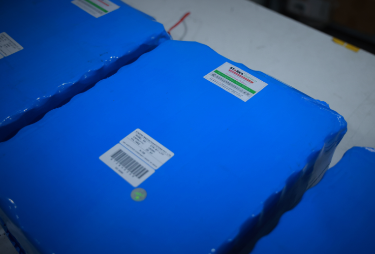Technicians launching the in-house battery production line
